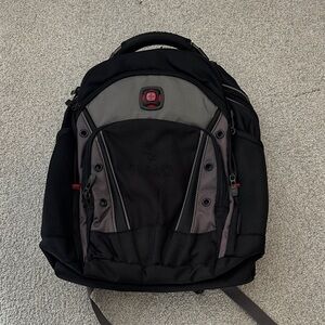 Wenger Black and Gray Backpack with Red Details